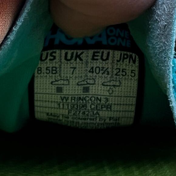 Hoka One One Rincon 3 Shoes Womens 8.5 B Green Road Running *** - Picture 7 of 8